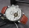 Herrklockor Fashion Patekity armbandsur Månfas lyxig affärsman kvinnor Master Sports Watch Tourbillon Leather Strap Write Watch