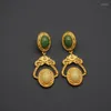 Pendientes colgantes 1 par 6,5x2,9 cm Gemas de colores medievales Cristal Vintage Hombro Barrido Noble italiano