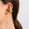 Backs Kolczyki Osobowość Rock Teksturowany okrągły rurka Uszy w kształcie U Uszy ze stali nierdzewnej 18K Gold Gold Bez przebijania wodoodporności w stylu retro obręcz retro