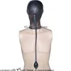 Accessoires de Costume de capots en Latex Sexy noirs avec masques et Tubes en caoutchouc de boule de bouche gonflable pompe à main grande taille 0049186t