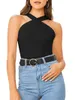 Regata feminina DUOFAN alça transversal para mulheres verão sexy picante camiseta feminina sem mangas ajuste fino aberto nas costas blusa pulôver feminina