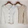 Женские блузки элегантная тонкая рубашка Lady Fall Spring Top Crochet Cardigan Hollow Out кружев