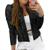 Damenjacken Damen Quaste Paillettenjacke Herbst Frühling Streewear Rock Retro langärmelige silberne reflektierende Lady Outwear Tops