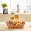 Juegos de vajilla cesta cestas de almacenamiento para servir pan organizador de mimbre tejido frutero titular ratán vacío fiesta ovalada escritorio Natural