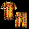 Herrspårar Män sätter Africa Kort ärmkläder överdimensionerade träningsdräkt T-shirt och shorts passar Casual Clothes 3D Colorful Printed 2 Piece