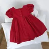 Abiti da ragazza Vestito da bambino Moda Abbigliamento estivo per bambini Principessa Ragazze Solid Bohemian Beach Toddlers Casual Rosso Blu