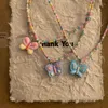 Naszyjniki wisiorek Koreańszy kolorowy motyl naszyjnik z koralikami dla kobiet vintage słodki urok łańcuch estetyki y2K biżuteria