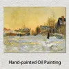 Snow Effect The Street in Argentuil Claude Monet Painting Handmade Oil Reproduction Landscape Canvas Art High Quality