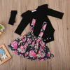 Ensembles de vêtements Pudcoco Enfants Bébés Filles Vêtements Coton À Manches Longues O-cou T-shirt Tutu Fleur Jupe Bandeau 0-24 Mois Helen115