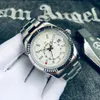 Men Automatyczne zegarek mechaniczny kalendarz ze stali nierdzewnej 42 mm niebo mieszkanie klasyczny niebieski wybieranie Business Master zegarek GMT Watche Watche GMT