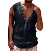 Herren-Tanktops, klassisches ärmelloses Top, Fitnessstudio, Workout, T-Shirt, Sportweste mit Knöpfen, Weiß, Grau, Schwarz, Braun, Kaffee