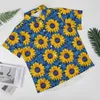 Camicie casual da uomo Camicie larghe con stampa girasole Camicie oversize eleganti da uomo con maniche corte, design estivo a foglia blu da spiaggia