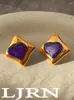 Серьги -грибы 2023 Геометрия серьги с пурпурным сердцем неравномерность винтажные латунные золото.