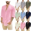 Camicie casual da uomo Camicia in cotone e lino Tinta unita Magliette larghe Manica lunga Primavera Autunno Bella camicetta sottile e traspirante