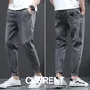 Jeans masculinos soltos simples denim engorda elástico tamanho grande calças de uso diário de cor clara