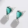 Boucles d'oreilles à tige mode classique luxe mousseux vert cristal amour coeur pour les femmes année romantique vacances anniversaire cadeau