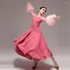 Stage Wear Puff Sleeve Ballroom Dance Competition Dress 3 Colors Adult Female Tango Performance Costume Prom Waltz Dresses DL9997