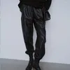 Pantalon femme couleur noire taille haute en cuir Pu pantalon femmes Faux cuirs pantalons longs décontracté Sexy Design exclusif HK008