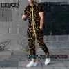 Men's Tracksuits Summer Men Luxury Tracksuit 2 Pieces Vintage T Shirt Trousers Set Gold High End Print Outfit Male Fashion Jogging Suit Clothing 230715