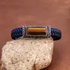 Link Bracciali Retro Acciaio inossidabile Pelle colorata Personalizzata Pietra per uomo e donna Gioielli di moda all'ingrosso Regali