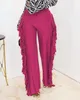 Solid color fashionable temperament tassel high waist loose pants for women's clothing