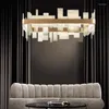 Chandeliers Geometry Marble Pieces Dimmable LED Home Deco Chandelier Lighting Lustre Suspension Luminaire Lampen For Dinning Room