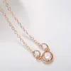 Princess Round Cut Cubic Zirconia New Simple Diamond Collana Cz Zircon Chain Accessori Collari per gioielli con ciondolo estetico color oro rosa per le donne all'ingrosso