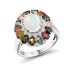 Anneaux de mariage GZ ZONGFA 925 Sterling Silver Natural Opal Anneaux de mariage pour les femmes 3,5 carats Tourmaline colorée Gemstone Custom Fine Jewelry 230715