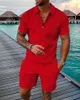 Mens Tracksuits Summer Tracksuit Luxury Printed Polo Lapel Shirt Shorts Sleeve And Short Pant 2 Piece Sets Social Elegant Male Clothing 230715