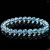 Strand Wholesale 7mm Genuine Natural Blue Quartz Crystal Clear Round Beads Joias Stretch Charm Pulseira Feminina