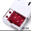 Bow Ties Neck Tie Set med Box Cufflinks Pocket Square For Men Business Gift Luxury Wedding Set Silk Slipsar Caravatas