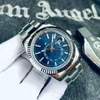 Orologio da uomo automatico meccanico in acciaio inossidabile calendario 42 mm SkyDweller classico quadrante blu Business Master orologi da polso GMT di alta qualità con quadrante con doppio fuso orario