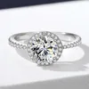 밴드 고리 Moissanite 반지 1ct D VVS Moissanite Diamonds S925 힙합 링 스털링 실버 약혼 결혼 반지