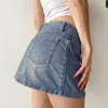 Skirts BF Women's Multi Pocket Vingate Low Waist Denim Short Skirt 2023 Spring/Summer Spicy Girl Slim Wrap Hip Y2k Half Dress