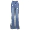 Jeans feminino vintage cintura alta 2023 magro Y2K flare para meninas calças jeans rasgadas moda feminina Harajuku capri