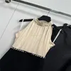 23 Summer Women Designer Dress Tee Shirts Dresses With Crystal Beads Girls Milan Runway Halter Jersey Tank Top A-Line Sleeveless Mini Dress High End Designer Shirts