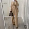 Caftan Marocain Dubai Abaya Turkish Set Muslim Hijab Dress Moroccan Kaftan Robeイスラム肘イスラム服