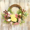 Guirnalda de flores decorativas de Pascua con ventana de huevos de colores para la decoración del hogar de la boda del jardín de la puerta delantera de vacaciones