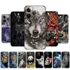 لـ iPhone 14 Pro Plus Case Max Phone Back Cover الناعم السيليكون الأسود TPU Lion Wolf Tiger Dragon