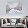 Canvas Kunst Sneeuwscène bij Argenteuil Claude Monet Schilderij Handgemaakte Olieverf Reproductie Hoge kwaliteit