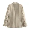 Costumes pour femmes Withered 2023 Fashion Ladies Retro Beige Blazers Ins Blogger Striped Casual Suit Jacket