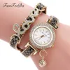 FanTeeDa Top marque femmes Bracelet montres dames amour Bracelet en cuir strass Quartz montre-Bracelet de luxe mode montre à Quartz