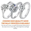 Band Rings New Trendy White Gold Plated 925 Sterling Silver High Quality 1ct 6.5mm Moissanite Engagement Rings