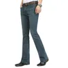 Waistcoats gratis frakt Herrföretag Casual Pants Man Mid midja Elastic Slim Boot Cut Semiflared Four Seasons Bell Bottom Jeans 2638