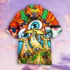 Camisas casuais masculinas cogumelo hippple trippy tatuagem colorido 3dprint verão streetwear retro engraçado havaiano mangas curtas x3