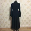 Musulman Nouvelle Mode Abayas pour Femmes V-cou Lâche De Base Noir Robe Musulmane Femmes Manches Complètes Taille Ceinture Ouvert Abaya Sans Hijab333S