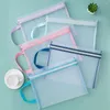 Storage Bags Nylon Mesh File Bag A4 Transparent Zipper Test Paper Information Office Student Pen Subject Puzzle