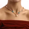 チョーカーボーホーカラフルライスビーズシェルペンダント女性のためのヒトデのネックレス
