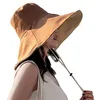 Breda randen hattar dubbla sidosidor kvinnor uv skydd sol hatt reversibel bomull utomhus hink med hakband avtagbar