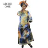 african dresses for woman african bazin riche design embroidery design dress long dress with scarf A064#266a